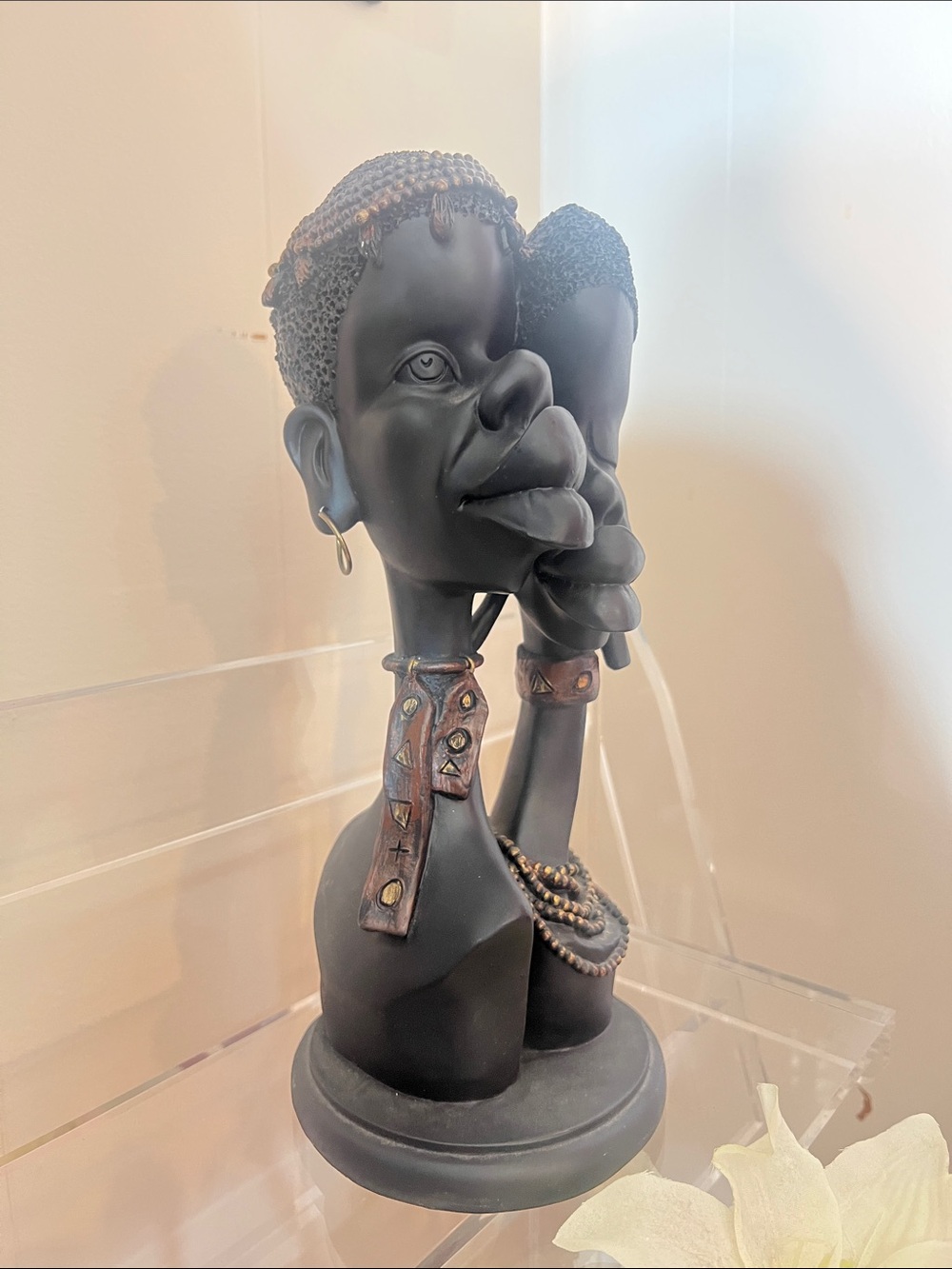 Vintage African Hand-Carved Wooden Tribal Bust